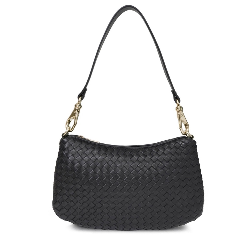 Milaner, The Belinda Woven Crossbody Bag, black Napa leather